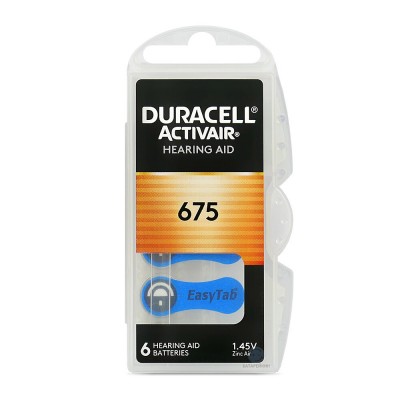 Батарейки Duracell Activair 675 (PR44) для слухового апарату (6 шт. у кейсі)