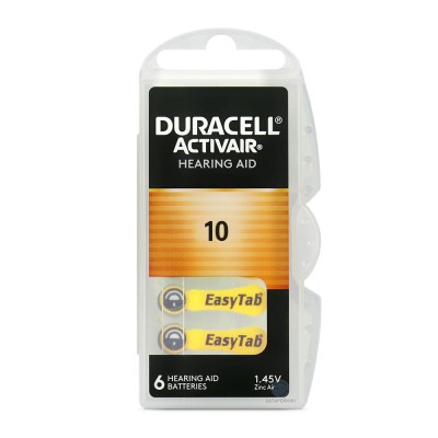 Батарейки Duracell Activair 10 (PR70) для слухового апарату (6 шт. у кейсі)