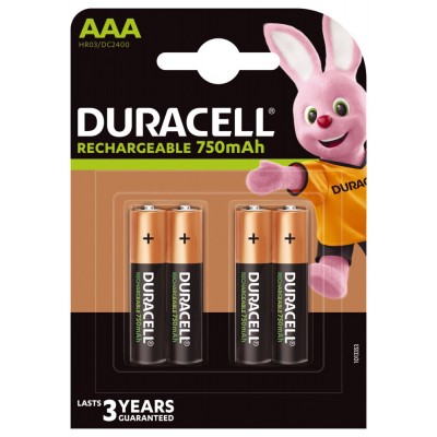 Акумулятори Duracell Rechargeable ААА 750 mAh, 4 шт./уп.