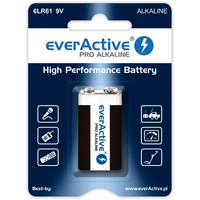 Батарейка лужна everActive PRO, Крона 9V (6LR61)