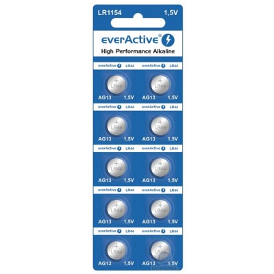Батарейка EverActive Alkaline LR44 (A76, LR1154, AG13, V13GA), 10 шт./уп.