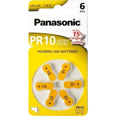 Батарейки Panasonic 10 (PR70) для слухового апарату, 6 шт./уп.