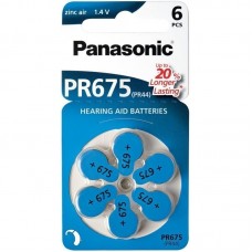 Panasonic 675 (PR44) батарейки для слухового апарату, 6 шт./уп.