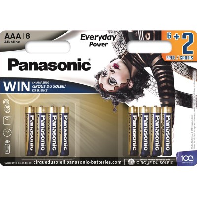 Батарейка Panasonic EVERYDAY POWER AAA Alkaline Cirque du Soleil, 8 шт./уп. (LR03REE/8B2FCDS)