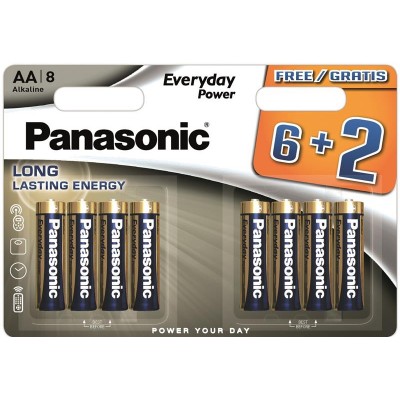 Батарейки лужні Panasonic EVERYDAY POWER AA, 8 шт./уп.