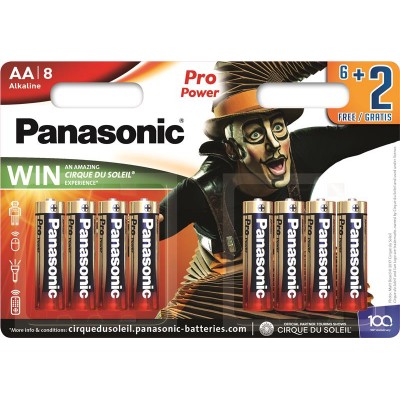 Батарейка Panasonic PRO POWER AA Alkaline Cirque du Soleil, 8 шт./уп. (LR6XEG/8B2FCDS)