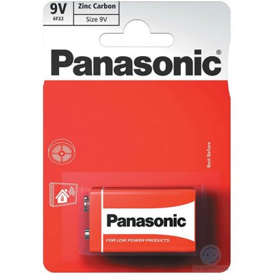 Батарейки Panasonic RED ZINK КРОНА (6F22) ZINK-CARBON (6F22REL/1BP)