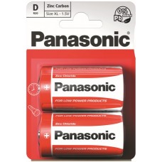 Батарейки Panasonic RED ZINK D (R20) ZINK-CARBON, 2 шт./уп. (R20REL/2BPR)