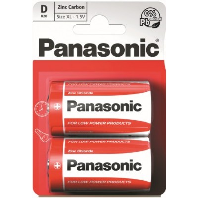 Батарейки Panasonic RED ZINK D (R20) ZINK-CARBON, 2 шт./уп. (R20REL/2BPR)