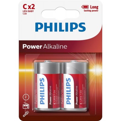 Батарейка Philips Power Alkaline C, 2шт./уп.