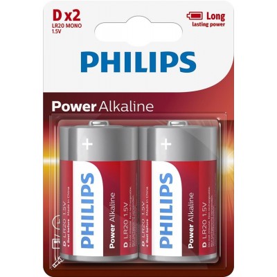 Батарейка Philips Power Alkaline D, 2шт./уп.