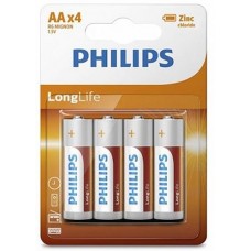 Батарейка Philips LongLife Zinc Carbon AA, 4шт./уп.