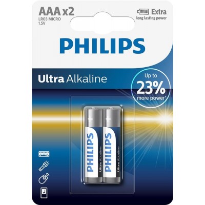 Батарейка Philips Ultra Alkaline AAA, 2шт./уп.