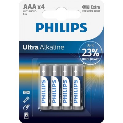 Батарейка Philips Ultra Alkaline AAA, 4шт./уп.