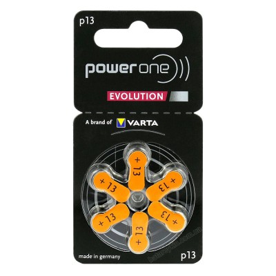 Батарейки Power One EVOLUTION 13 (PR48) для слухового апарату, 6 шт./уп.