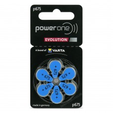 Батарейки Power One EVOLUTION 675 (PR44) для слухового апарату, 6 шт./уп.