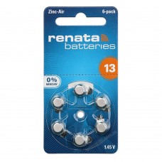 Батарейки Renata 13 (PR48) для слухового апарату, 6 шт./уп.