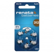 Батарейки Renata 312 (PR41) для слухового апарату, 6 шт./уп.