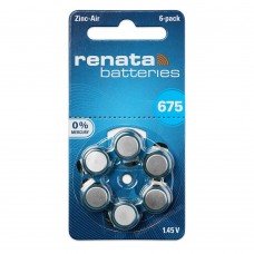 Батарейки Renata 675 (PR44) для слухового апарату, 6 шт./уп. Батарейки Renata 675 (PR44) для слухового апарату, 6 шт./уп.
