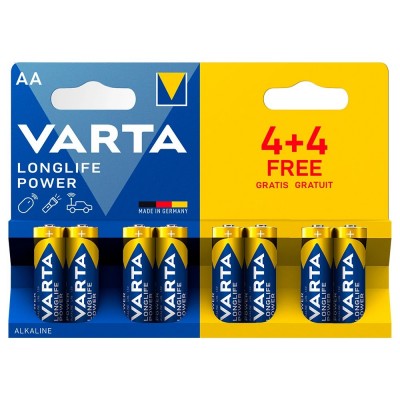 Батарейки лужні VARTA Longlife Power Alkaline AA, 8 шт./уп.