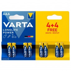 Батарейки лужні VARTA Longlife Power Alkaline AAA, 8 шт./уп.