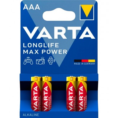Батарейки лужні VARTA LONGLIFE MAX POWER AAA, 4 шт./уп.