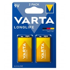 Батарейки лужні VARTA LONGLIFE Крона 9V (6LR61) Alkaline, 2 шт./уп. (04122101412)