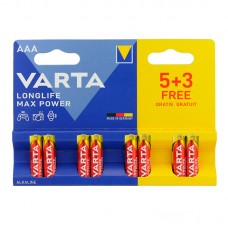 Батарейки лужні VARTA LONGLIFE MAX POWER AAA, 8 шт./уп.