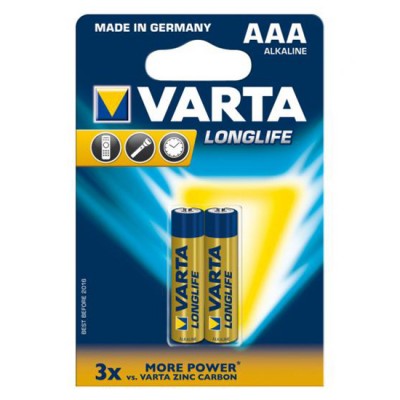 Батарейка VARTA LONGLIFE AAA ALKALINE, 2 шт./уп. (04103101412)