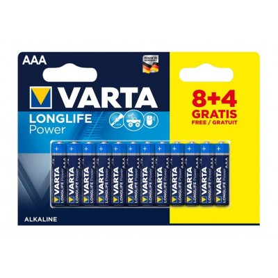 Батарейки лужні VARTA Longlife Power Alkaline AAA, 12 шт./уп. (04903121472)