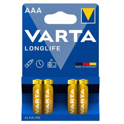 Батарейки лужні VARTA Longlife Alkaline AAA, 4 шт./уп.