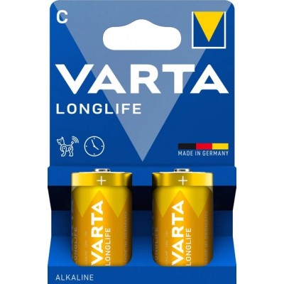 Батарейки лужні VARTA LONGLIFE C (LR14) ALKALINE, 2 шт./уп.