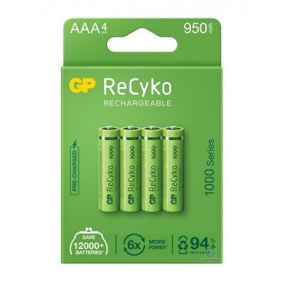 Акумулятори GP Recyko+ ААA 1000 Series, 4 шт./уп.