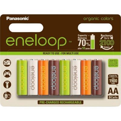 Акумулятори Panasonic Eneloop Organic Colors АА 2000 mAh (min.1900mah), 8 шт./уп. (BK-3MCCE/8RE)