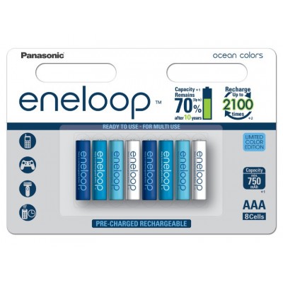 Акумулятори Panasonic Eneloop Ocean Colors АAА 800 mAh (min.750mah), 8 шт./уп. (BK-4MCCE/8SE)
