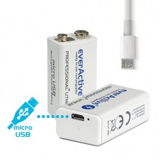 Акумулятор EverActive 550 mAh Professional КРОНА 9V, Li-ion c USB