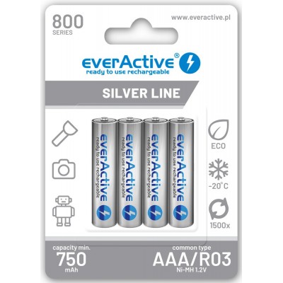 Акумулятори EverActive Silver Line AAA 800 Series, 4 шт./уп.