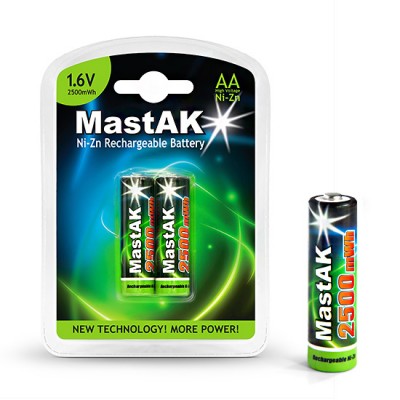 Акумулятори MastAK AA 2500mWh Ni-Zn 1.6V, 2 шт./уп.