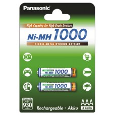 Акумулятори Panasonic High Capacity AAA 1000 mah, 2 шт./уп. (BK-4HGAE/2BE)