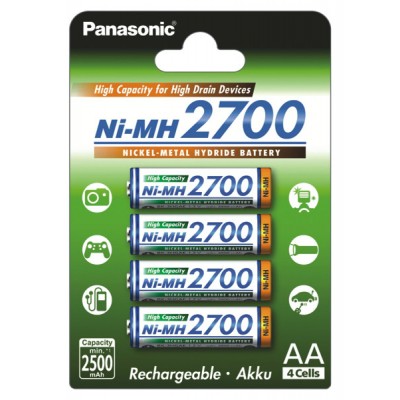 Акумулятори Panasonic High Capacity АА 2700 mah, 4 шт./уп. (BK-3HGAE/4BE)