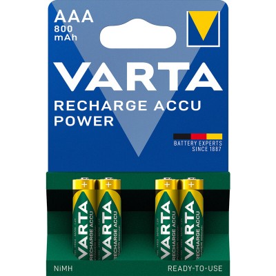 Акумулятори VARTA Recharge ACCU AAA 800 mAh RTU, 4 шт./уп. (56703)