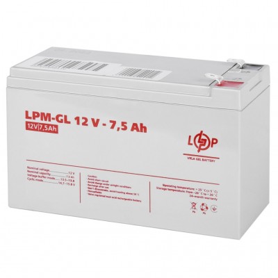 Акумулятор гелевий LogicPower LPM-GL 12V - 7.5 Ah