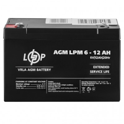 Акумулятор LogicPower AGM LPM 6V - 12 Ah