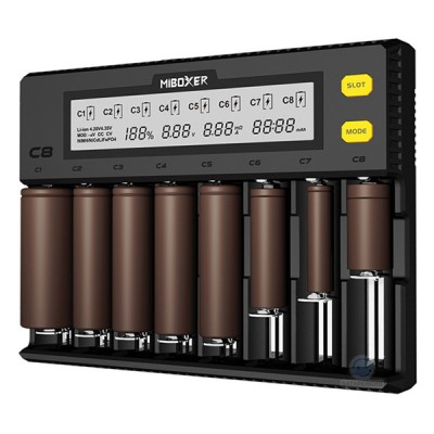 Зарядний пристрій MiBoxer C8 для 8шт. Li-Ion/LiFePO4/Ni-Mh