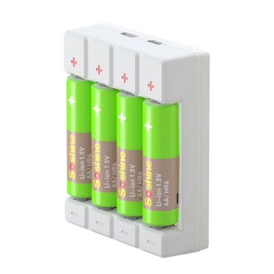 Зарядний пристрій Soshine Chocolate + 4шт. Акумулятори Soshine AA 3300mWh 1.5V Li-ion