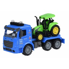 Машинка інерційна Same Toy Truck Тягач синій з трактором зі світлом та звуком 98-615AUt-2