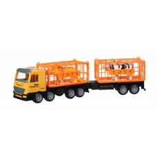 Машинка інерційна Same Toy Super Combination Вантажівка жовта для перевезення тварин з причепом