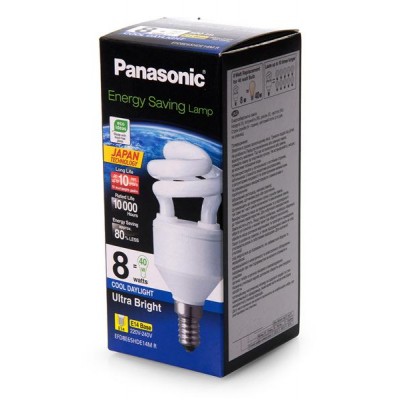 Енергозберігаюча лампа Panasonic 8W (40W) 6500K E14