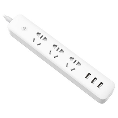 Розумний мережевий фільтр-подовжувач KingMi Smart Power Strip WiFi Control (3 розетки + 3 USB-port), White