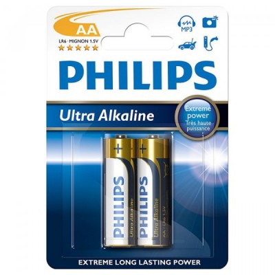 Батарейки Philips Ultra ALKALINE AA, 2 шт./уп. (LR6E2B/10)